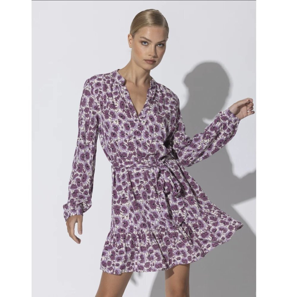 NWT Lusana Cleo Mini Dress Hana Floral Purple XS